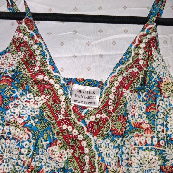 Boho Floral Maxi Dress – Made in India – Art Silk Blend – Size M/L (Adjustable F - Picture 5 of 5